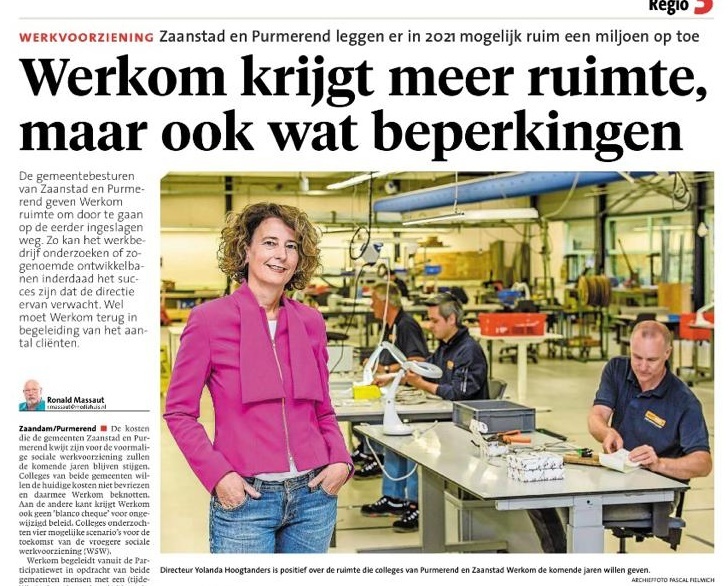 NHD: Werkom krijgt meer ruimte, maar ook wat beperkingen