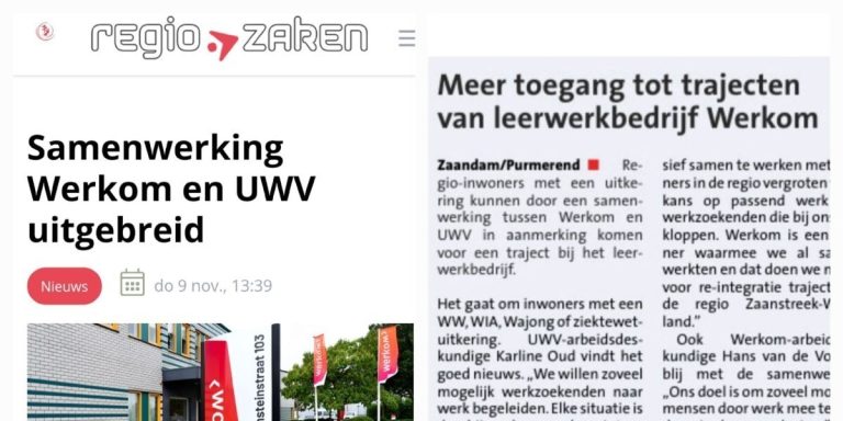 artikel Regio Zaken, Samenwerking Werkom en UWV uitgebreid.